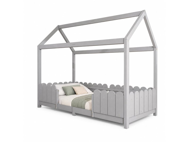  Lit cabane enfant 90x200 avec barrière de protection evryae  - Conforama A