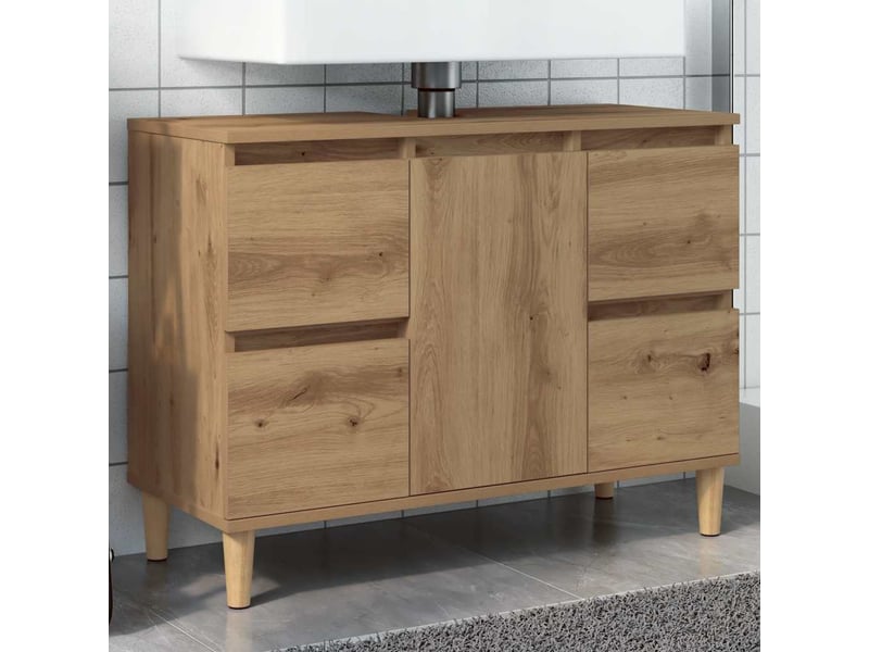  Armoire d'évier, meuble de rangement chêne artisanal 80x33x60 cm bois d'ingénierie shl7422  - Conforama B