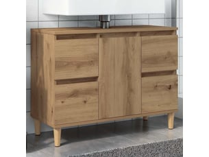 Armoire d'évier, meuble de rangement chêne artisanal 80x33x60 cm bois d'ingénierie shl7422