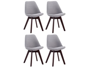 Lot de 4 chaises de salle à manger design scandinave en tissu gris et piètement à 4 pieds en bois foncé 10_0008562