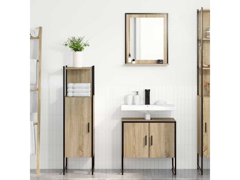  Ensemble de mobilier de salle de bain 3 pc marron cf64400  - Conforama D
