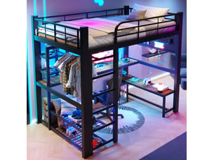 Lit mezzanine 140x200 cm <strong>MODENVIE</strong>  <strong></strong> coloris noir