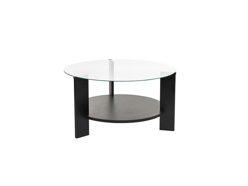 Table basse de salon en verre trempé et bois mdf mélaminé bois noir et transparent 75 x 75 x 40 cm - Conforama A