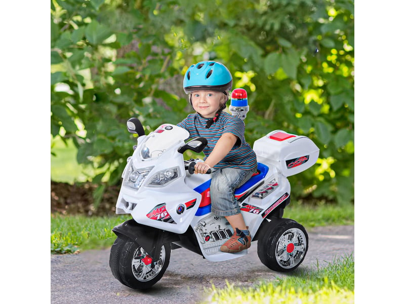  Moto électrique pour enfants de 3 à 5 ans, scooter électrique à 3 roues avec musique, vitesse de 3 kmh, lumières, dimensions : 112 × 51 × 72,5 cm  - Conforama C
