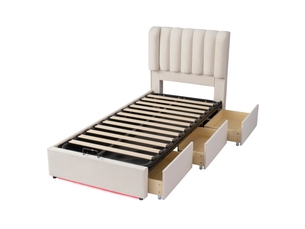 Lit simple 90x200 cm    coloris beige