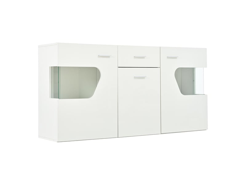  Buffet 3 portes et 1 tiroir avec led finition brillante blanc 140 x 33 x 70 cm N625P494729730W - Conforama A