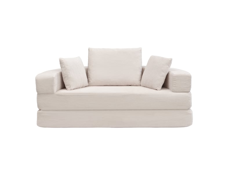 Canapé convertible -173x176x40cm - ovale modulable sans structure rigide - coussins inclus - velours côtelé - beige BUYDEEMEUS - Conforama A
