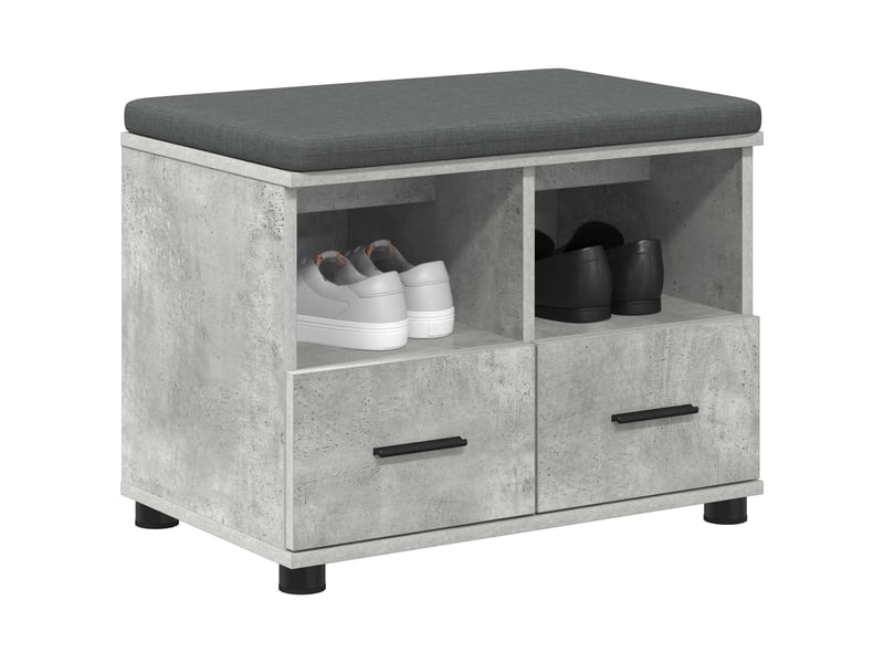  Banc d'entrée, banc interieur gris béton 60x38x46 cm  - Conforama C