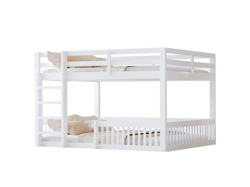  Lit superposé modenvie 160 x 200 cm avec barrières en pin et mdf blanc  - Conforama A