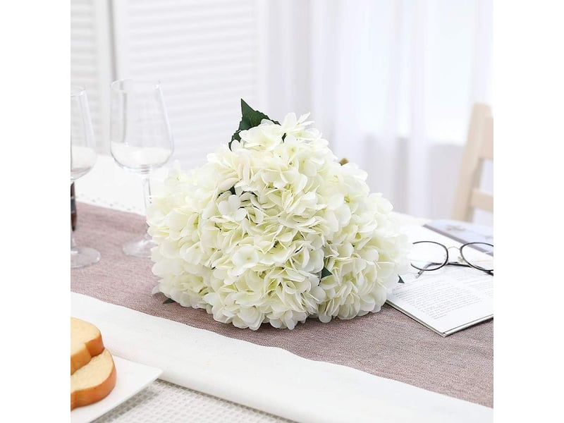  Fleur d'hydrangea artificielle de, 5 pcs simples longues soie tige 6,3 pouces tête hortensia bouquets pour le mariage, la maison, hôtel, décoration de fête, arrangement floral(blanc)  - Conforama D