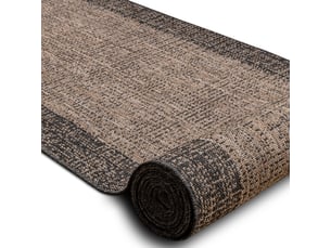 Le tapis de couloir sizal sion 6053 cadre, tissé à plat noir   marron 120 cm 120x860 cm