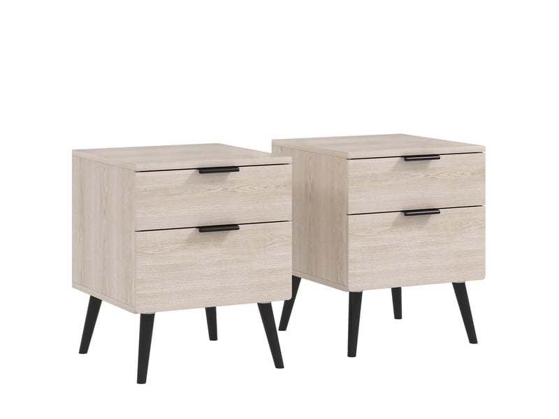  Lot de 2 tables de chevet table de nuit style nordique moderne avec tiroir à deux niveaux 40 x 40 x 50 cm chêne  - Conforama A