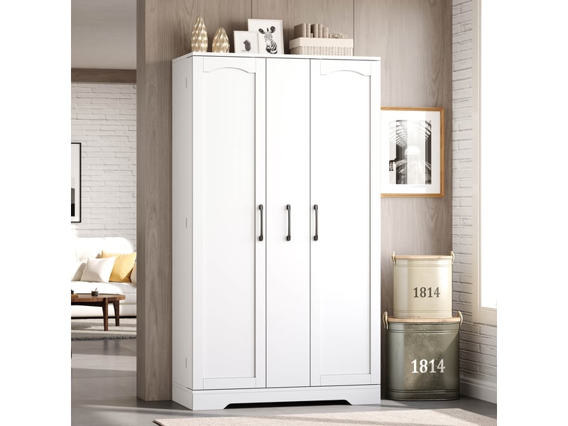  Armoire de cuisine avec étagère à épices mdf blanc 150x78x40 cm, meuble de rangement double porte  - Conforama B