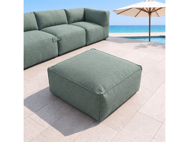  Pouf d’extérieur vert tissu déperlant – 85x85x30 cm praiano  - Conforama E