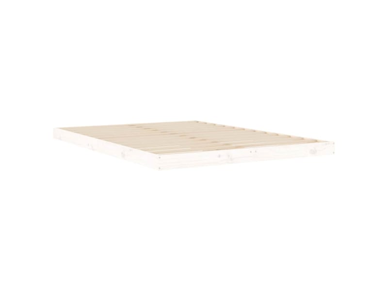  Lit double- lit adulte -  cadre de lit sans matelas blanc 135x190 cm bois de pin massif  - Conforama C