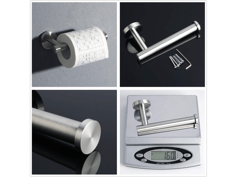  Porte-rouleau de papier toilette - porte-rouleau de papier toilette en acier inoxydable - argenté - fixation par perçage - 16 x 5 x 8 cm  - Conforama D