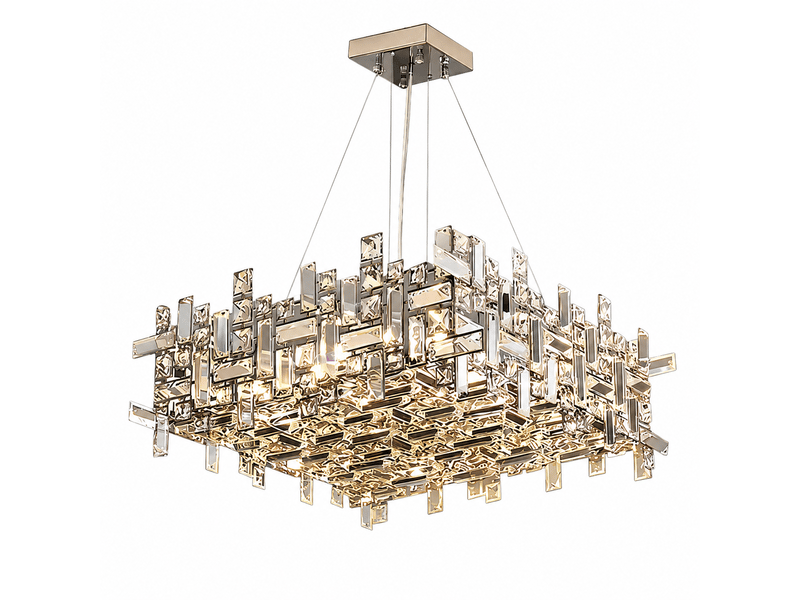  Lustre carré en cristal style italien b – éclairage 3 couleurs ASLED-778 - Conforama A