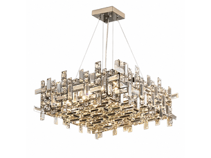 Lustre carré en cristal style italien b – éclairage 3 couleurs