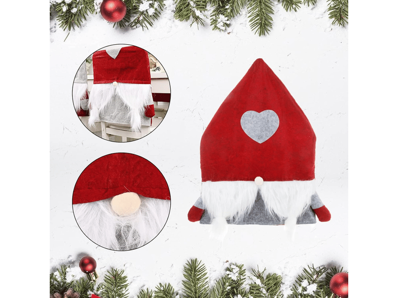  Lot de 2 housses de chaise de noël grises et rouges à motif père noël, housses de chaise décoratives, housses de chaise en forme de cœur, ensemble de hou XLH-ZLS-009351MF - Conforama B