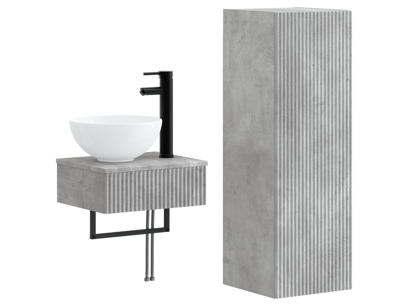  Ensemble de mobilier de salle de bain 2 pcs gris béton shl9210  - Conforama A