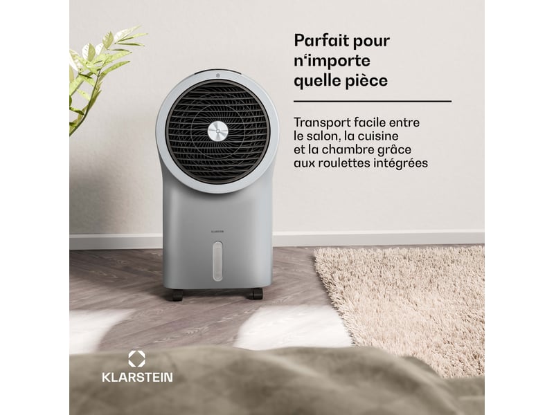 Klarstein whirlwind rafraîchisseur d'air 320 m³h 6l 30 m² 2 pains de glace 3 modes 60w gris - Conforama C