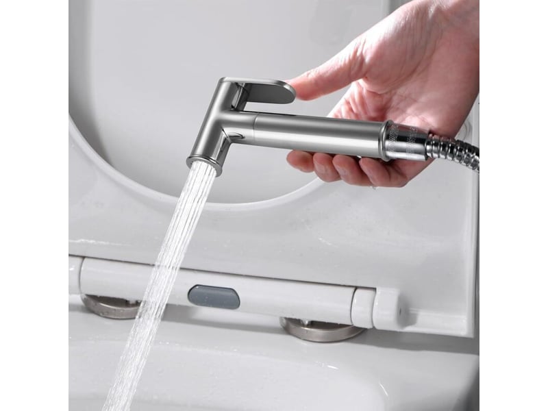  Douche toilette encastré kit avec flexible, support, douchette, chromé, argent 200 pièces  - Conforama D