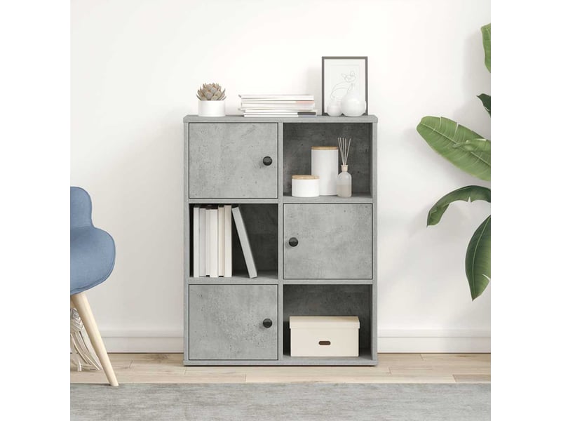  Bibliothèque, meuble de rangement salon gris béton 60x24x76,5 cm bois d'ingénierie  - Conforama C