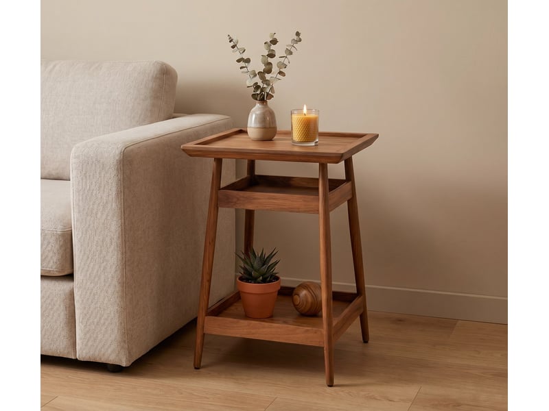  Table d'appoint carrée en bois de teck  - Conforama B