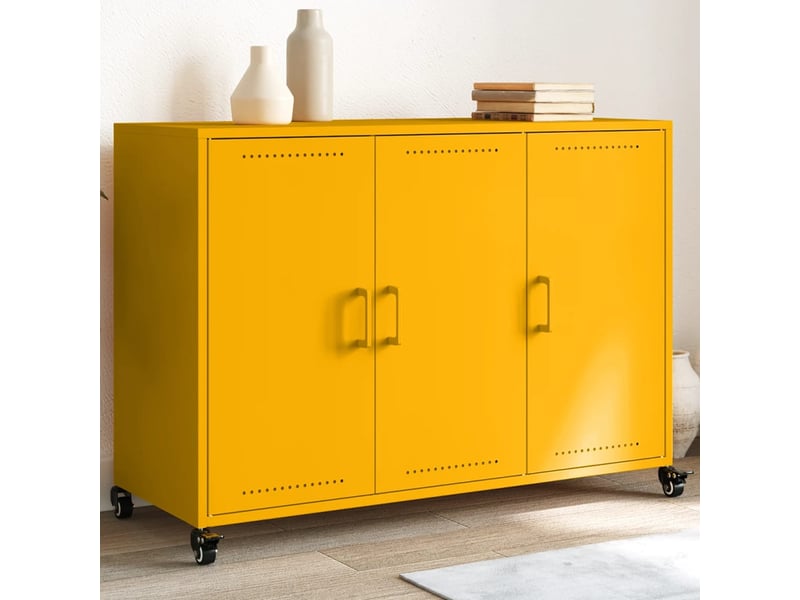  Buffet - bahut - meuble de rangement jaune moutarde 100,5x39x72 cm acier  - Conforama B