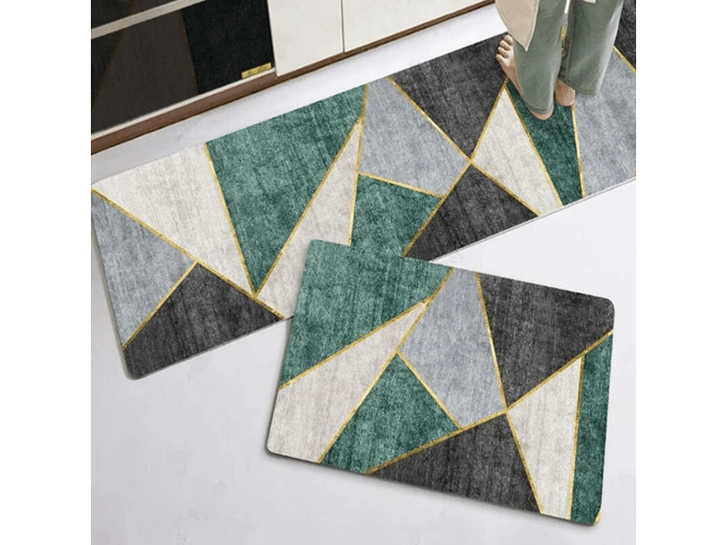  Tapis de cuisine antidérapant pour devant evier, géométrique motif, lot de 2 tapis de sol absorbant pour cuisine, doux tapis de passage 40 60+40 120  - Conforama D