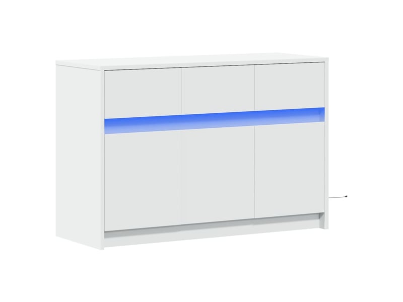 Meuble tv - banc tv - meuble de rangement avec led blanc 91x34x61 cm bois d'ingénierie - Conforama C