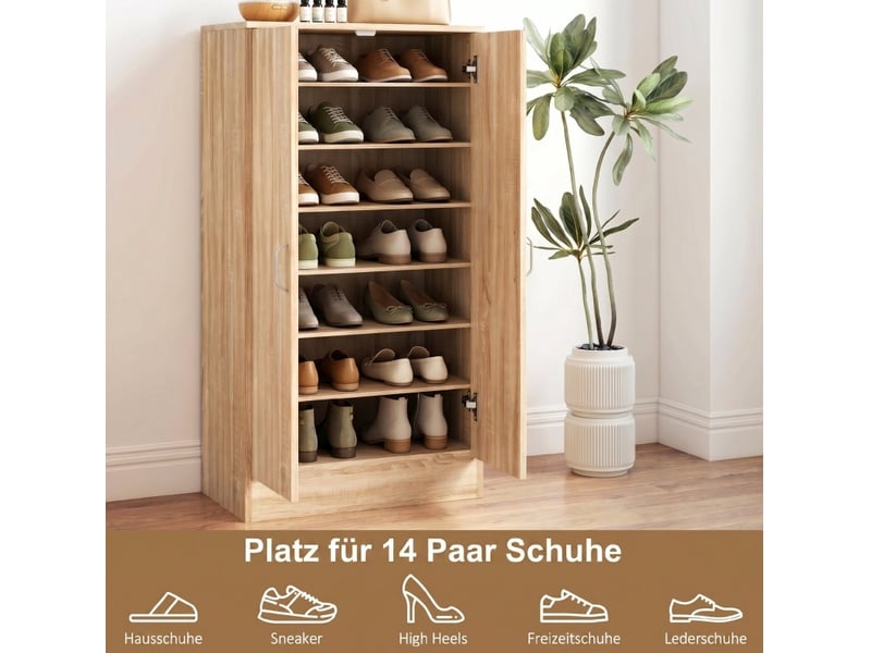  Meuble à chaussures 55x35x108 cm 2 portes panneau de particules naturel  - Conforama D