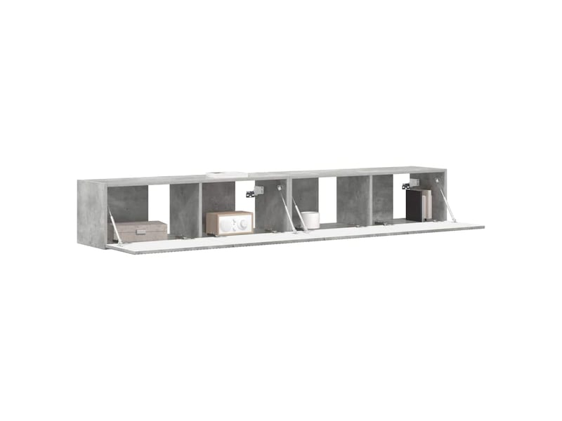  Meuble tv - banc tv - meuble de rangement mural 2 pcs béton bois d'ingénierie  - Conforama C