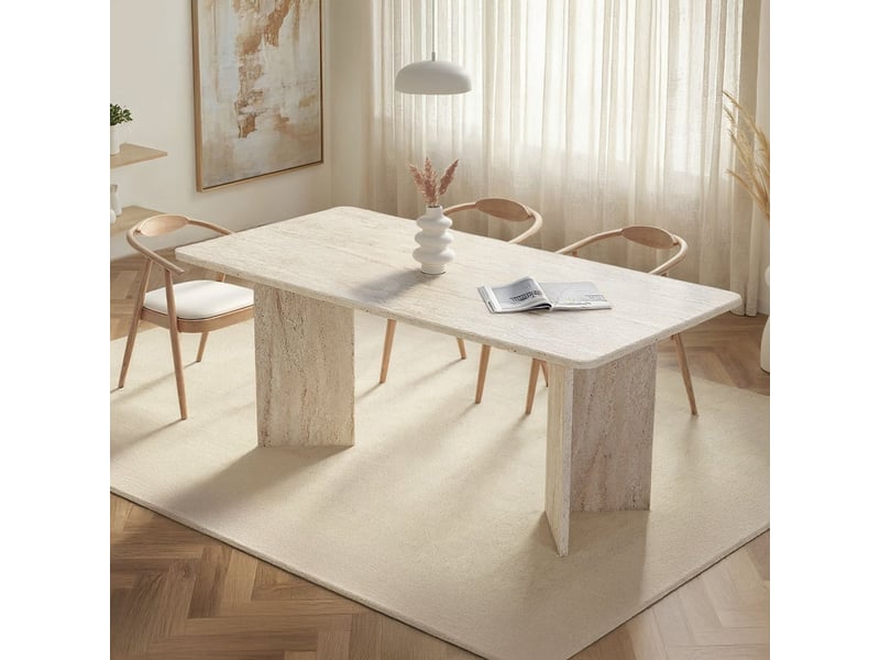  Table à manger moderne linza 180x90 cm en mélamine - beige  - Conforama B