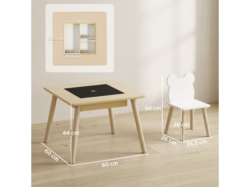 Ensemble table et 2 chaises 3 en 1 pour enfants avec dossier en forme d'ourson, 3-6 ans, couleur bois  - Conforama D