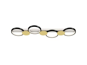 Plafonnier led 38 w 1500 lm 3000 k-6500 k, lampe de salon avec 4 ampoules, télécommande, noir et or