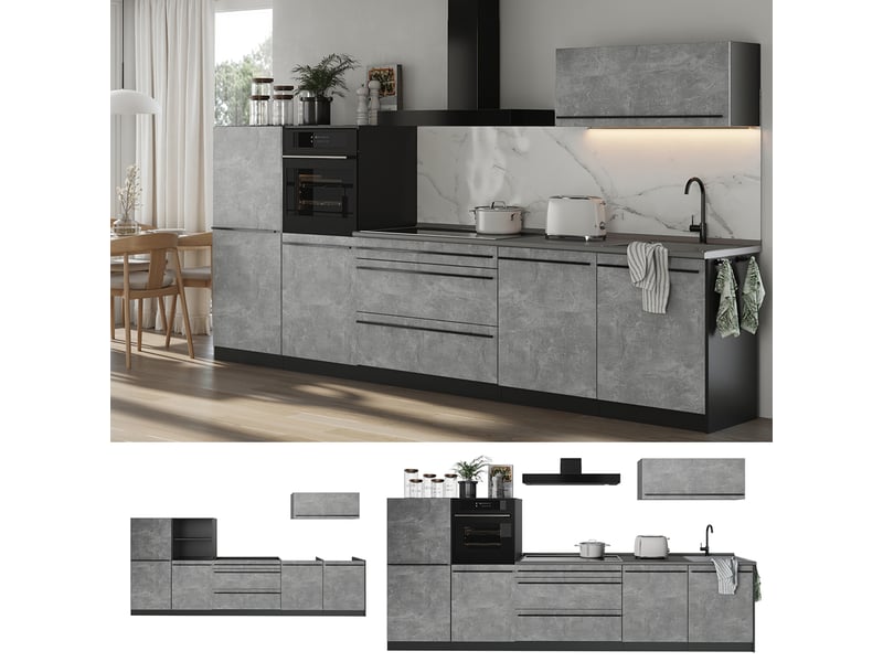  Vicco cuisine, bétonanthracite, 340cm plan de travail anthracite  - Conforama D