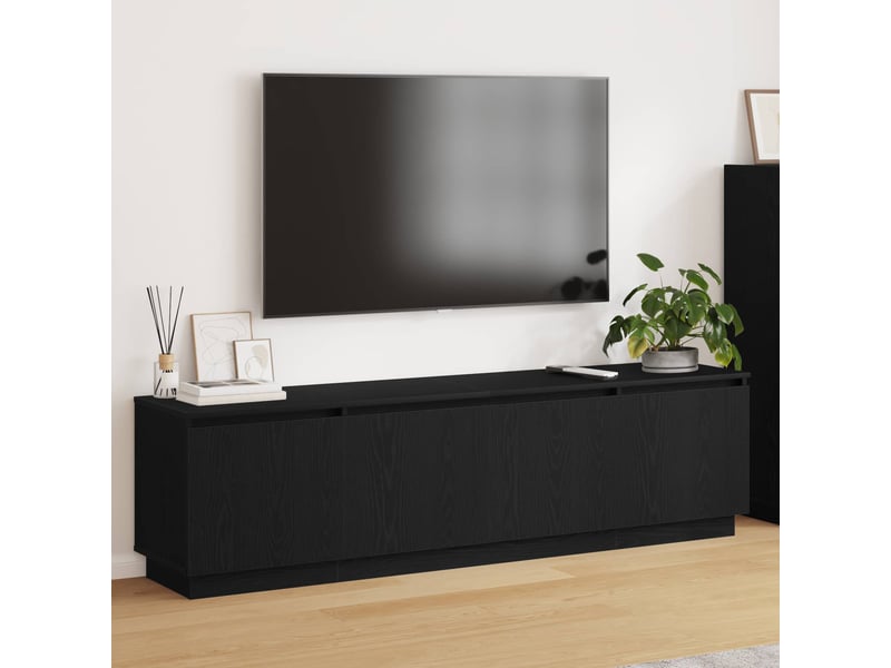 Meuble tv - banc tv - meuble de rangement 180 x 38 x 49 cm chêne noir bois d'ingénierie - Conforama B