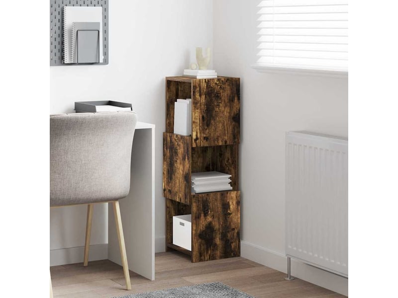  Meuble d'angle, meuble de rangement salon 30,5x30x95cm bois d'ingénierie chêne fumé  - Conforama D