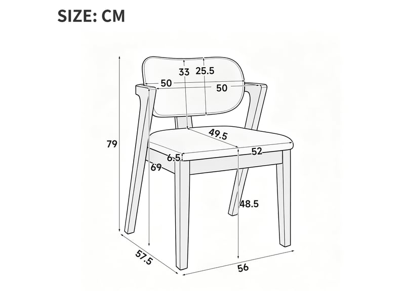  Lot de 6 chaises de salle à manger avec accoudoirs en lin beige avoine, coloris noyer 56x57,5x79 cm  - Conforama C