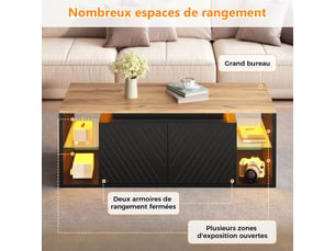 Table basse rectangulaire coloris bicolore <strong></strong> <strong></strong> - 50 cmx100 cm