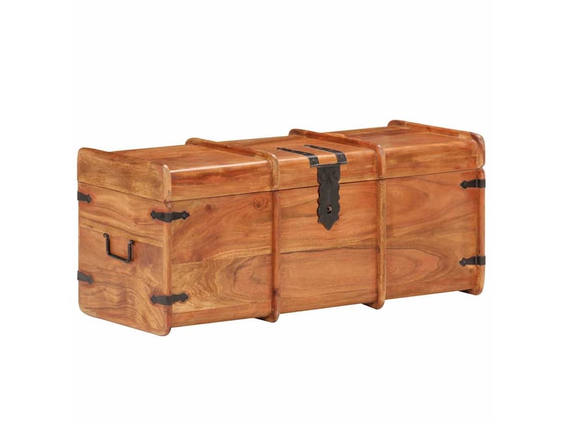  Coffre de rangement 90x40x40 cm bois d'acacia solide shl60236  - Conforama B