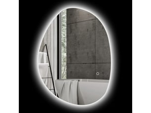 Miroir de salle de bain asymétrique avec éclairage led, miroir led 70x50 cm, anti-buée, 3 couleurs, interrupteur tactile, argenté.