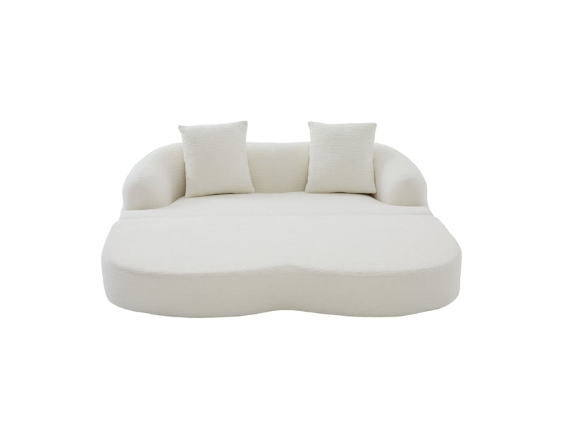  Canapé convertible 2-en-1 pour deux personnes avec deux coussins, transformable en lit double, idéal pour les chambres d'amis et les salons-beige  - Conforama A