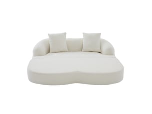 Canapé convertible 2-en-1 pour deux personnes avec deux coussins, transformable en lit double, idéal pour les chambres d'amis et les salons-beige