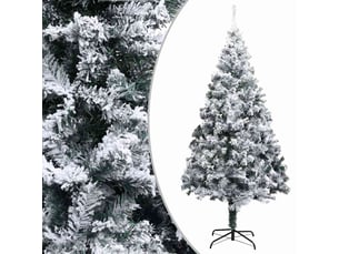 Sapin de noël artificiel, arbre de noël avec neige floquée vert 180 cm pvc