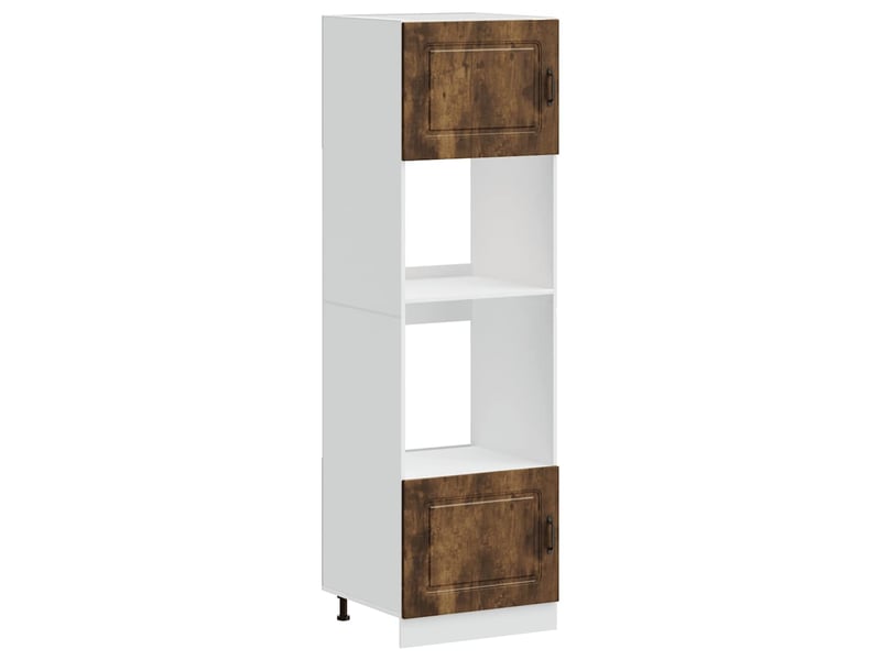  Lot de 2 armoires à four modernes compactes 60 x 57 x 207 cm avec pieds réglables en bois d'ingénierie chêne fumé 02_0055701  - Conforama A