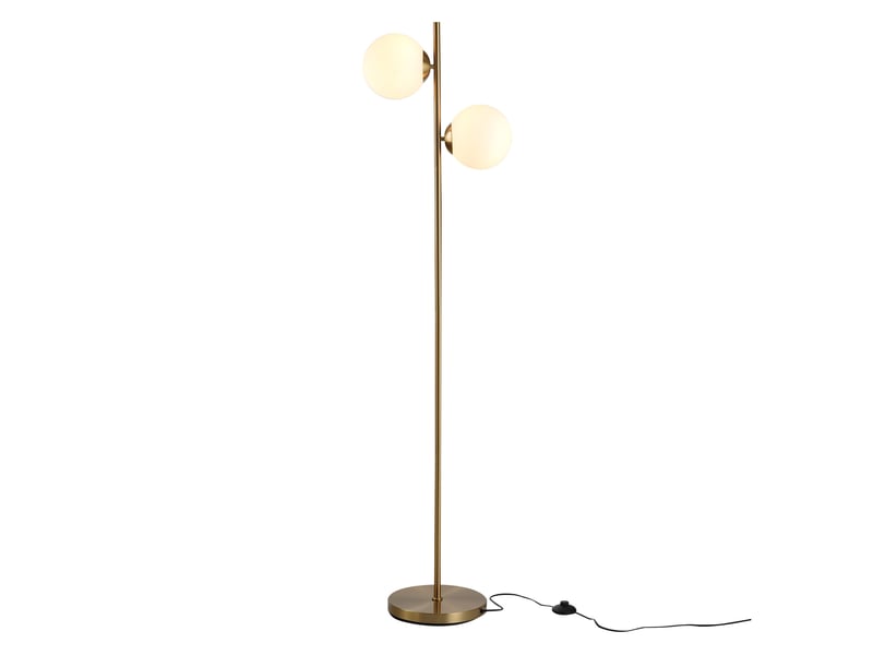  Lampadaire 39x28x165 cm doré et blanc, acier et verre, 2 abat-jour orientés pour salon et chambre  - Conforama A