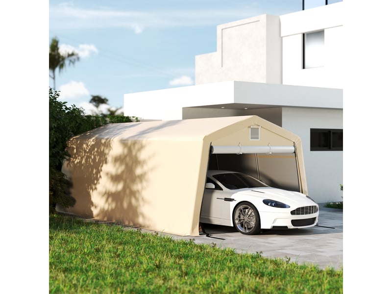  Tente garage carport dim. 6,2l x 3,3l x 2,4h m acier galvanisé robuste pe haute densité 150 gm² imperméable anti-uv  - Conforama C