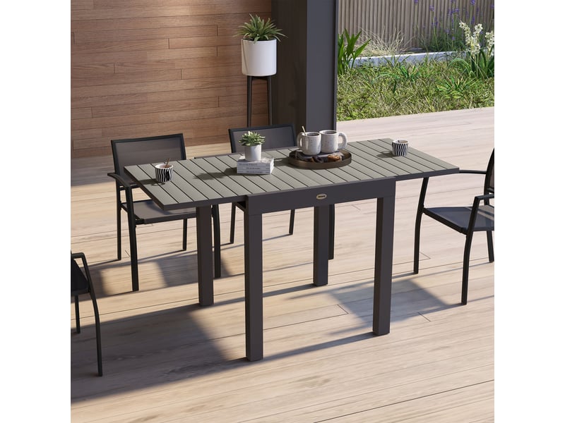 Table de jardin d'extérieur, résistante aux intempéries, 162 x 80 x 75 cm, grise - Conforama D